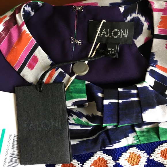 NWT Saloni silk cocktail dress M 10 - Picture 14 of 16